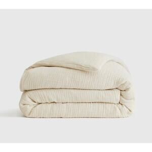 Quince Organic Airy Gauze Cozy Soft Duvet Cover Set King/Cal King Ivory NWOT